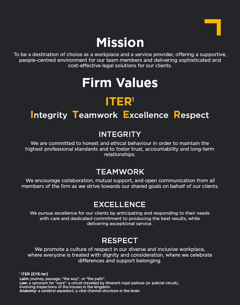 Aird Berlis Firm Values Graphic