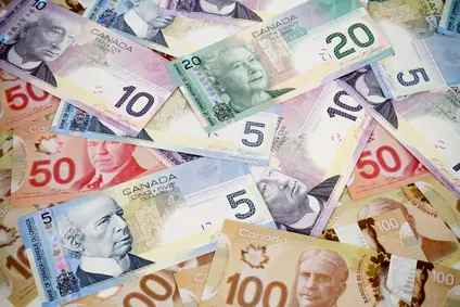 A pile of Canadian money