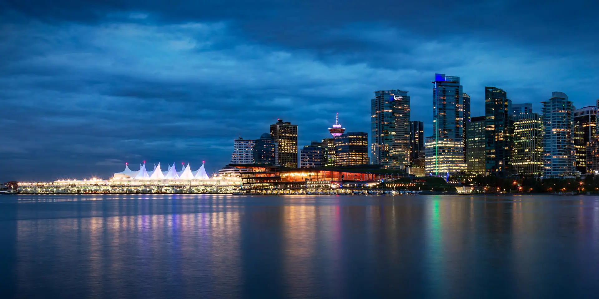 Downtown Vancouver urban city-skyline at night
