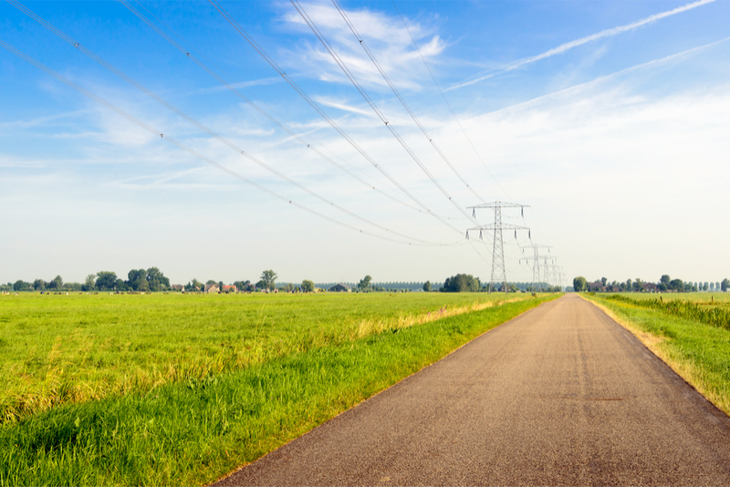 Transmission lines in rural area