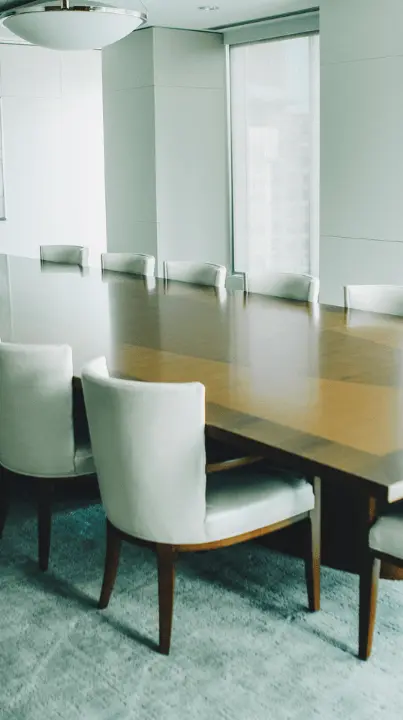 Empty board room table