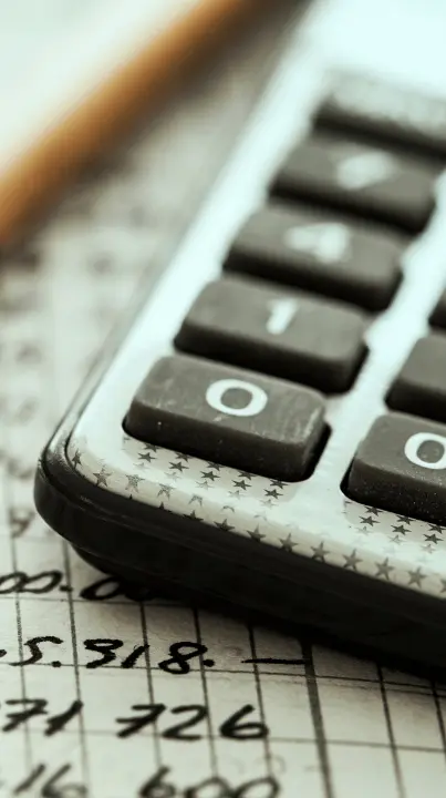 Calculator and pencil