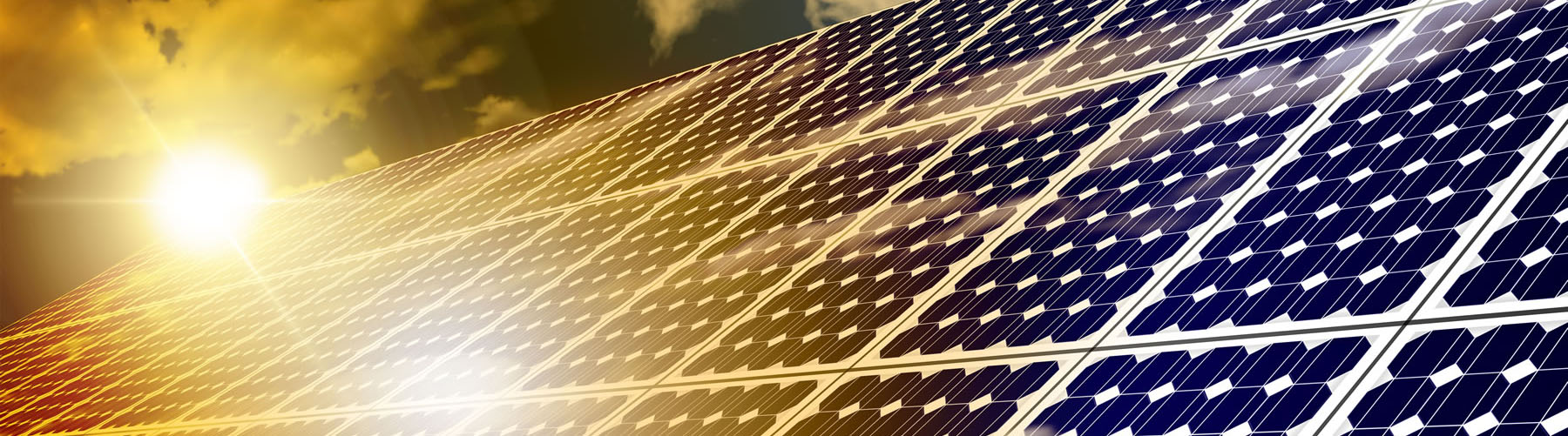 Solar panels absorbing the sun's energy on hot summer day.