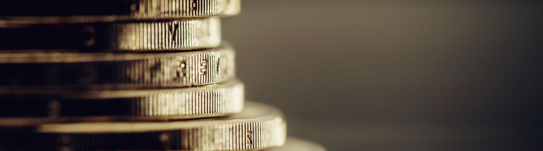 Close up view of a stack of coins